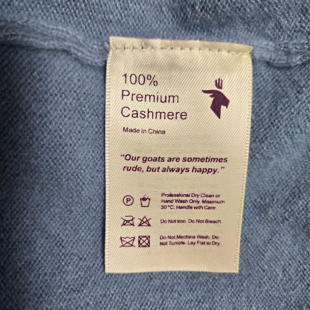 State 100% Pure Cashmere Blue Short Sleeve Crewneck Sweater M, Worn Once - Picture 6 of 7